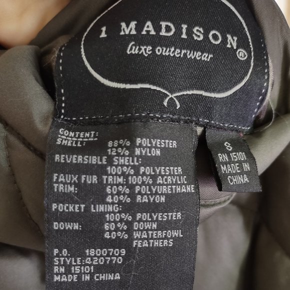 1 Madison Luxe Outerwear Quilted Puffer Parka Size S - Picture 13 of 13